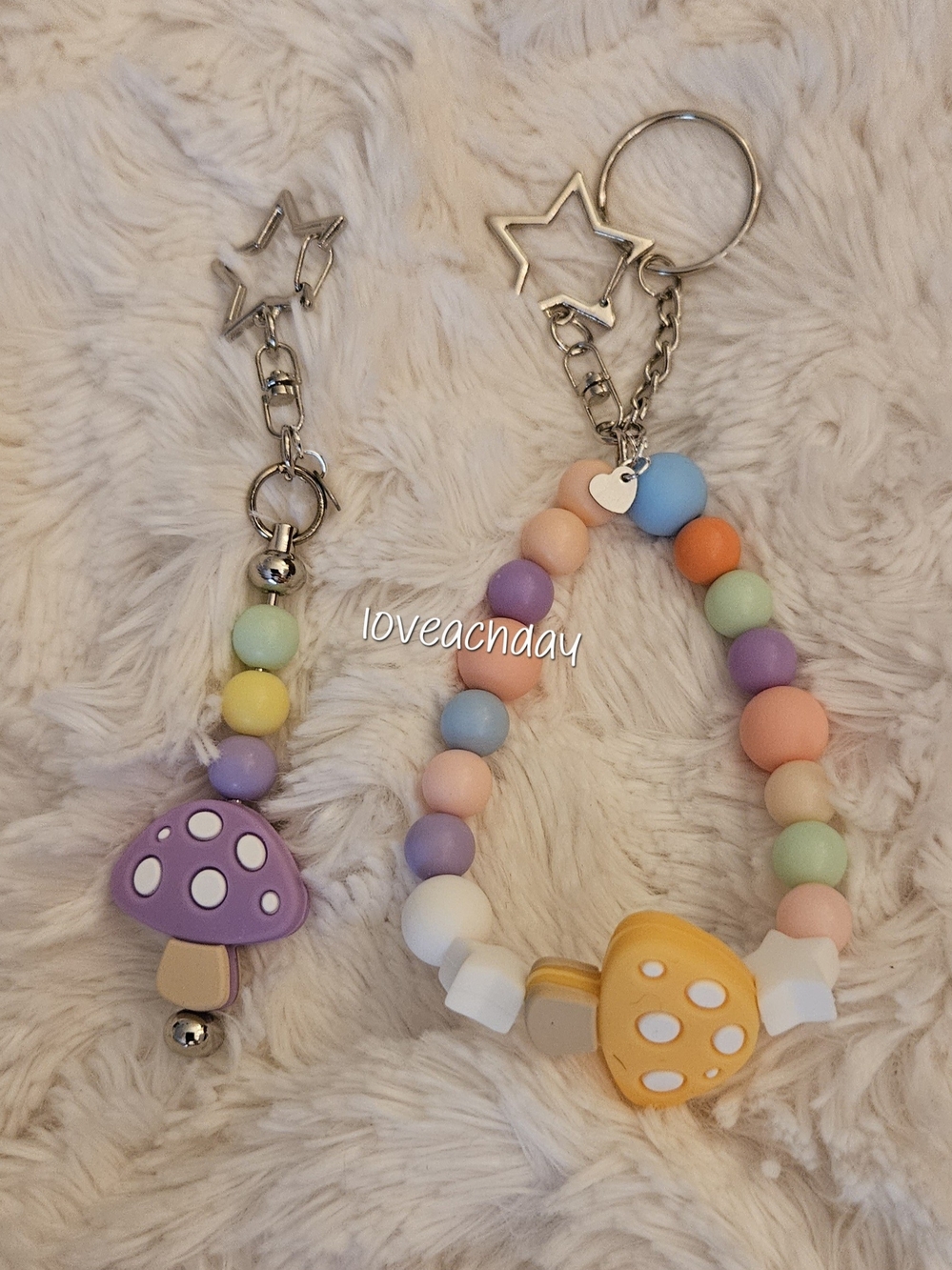 🍄Pastel Mushroom🍄Silicone Keychain & Bracelet Keychain Set